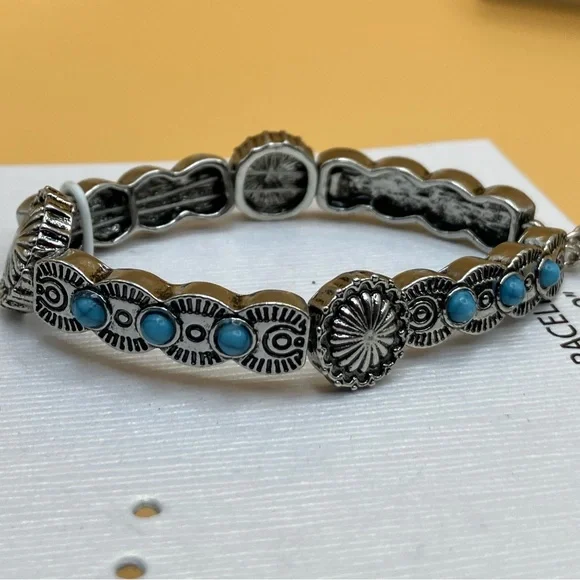 Cowgirl Jewelry featuring Jessica Simpson Silver and Turquoise Bracelet - Picture 3 of 7